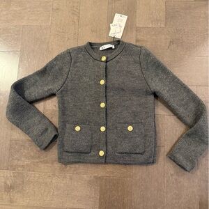 NWT Zara Grey Wool Cardigan size Small